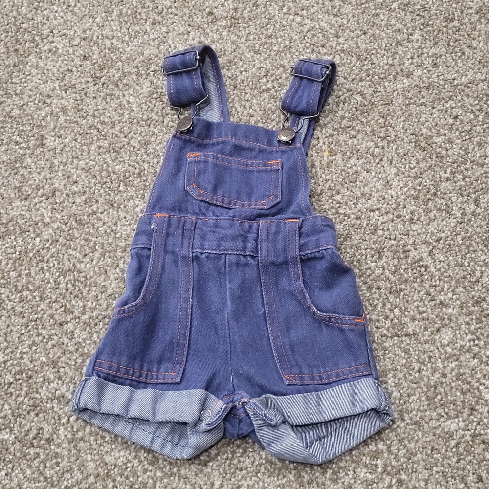 Vintage Mambro Shortalls Denim Blue Jean 1 Piece Bib Shorts Infant Sz 3 Month